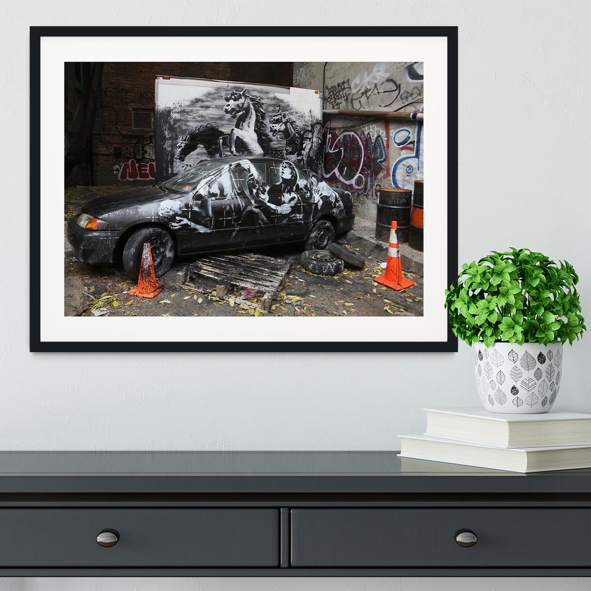 Banksy War Horse Framed Print - Canvas Art Rocks - 1