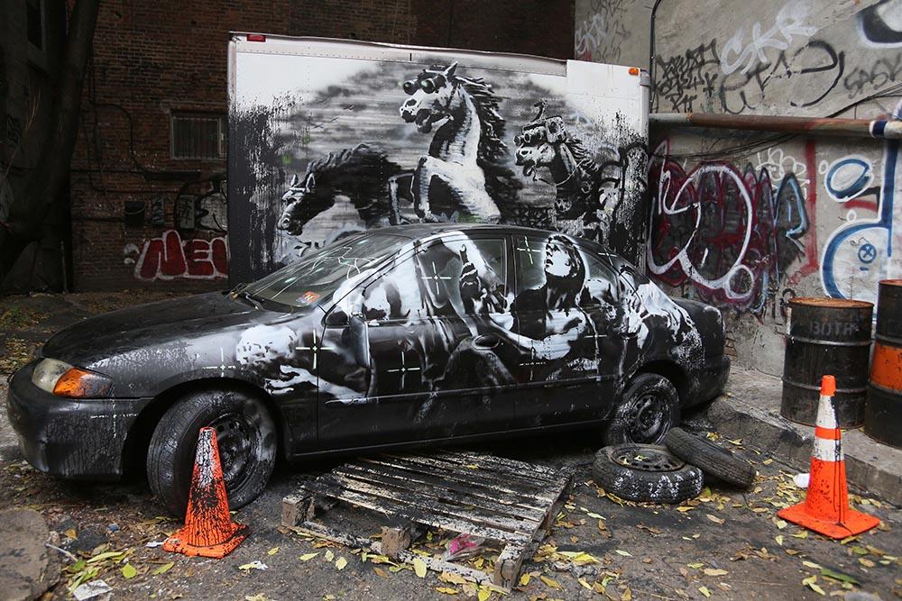 Banksy War Horse Wall Mural Wallpaper - Canvas Art Rocks - 1