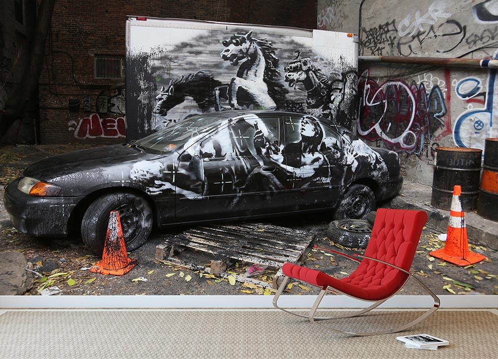 Banksy War Horse Wall Mural Wallpaper - Canvas Art Rocks - 2