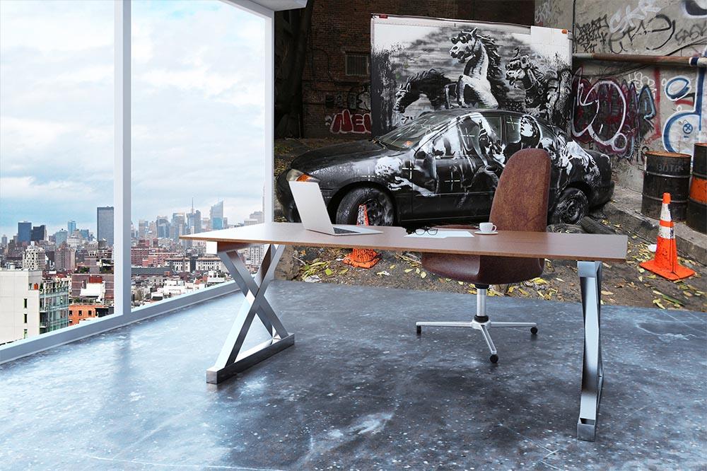 Banksy War Horse Wall Mural Wallpaper - Canvas Art Rocks - 3