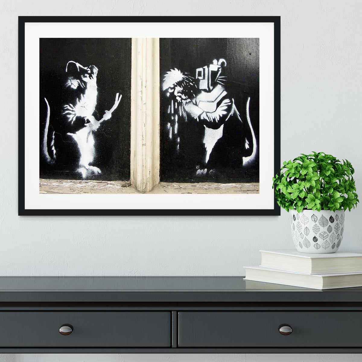 Banksy Welding Rats Framed Print - Canvas Art Rocks - 1
