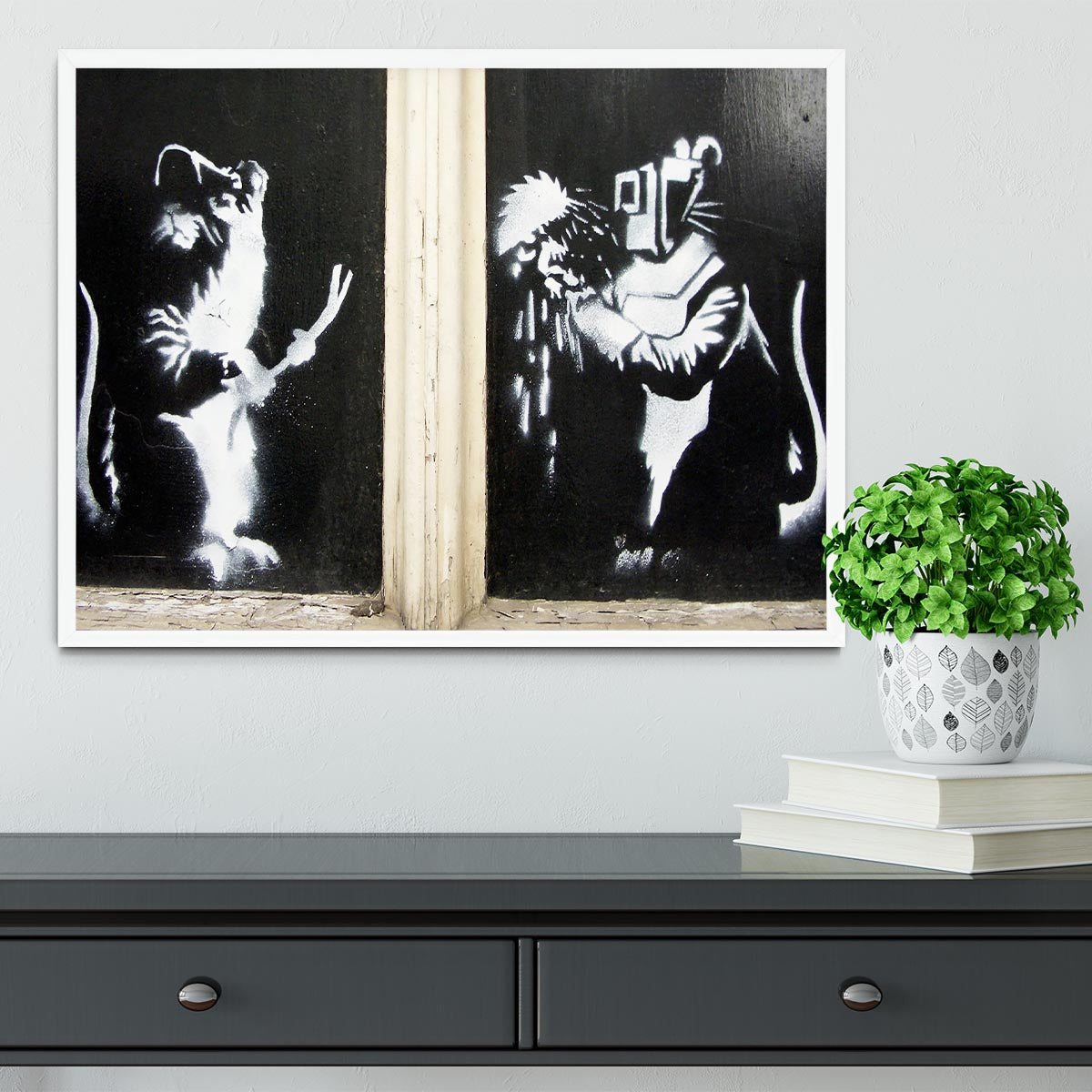 Banksy Welding Rats Framed Print - Canvas Art Rocks -6