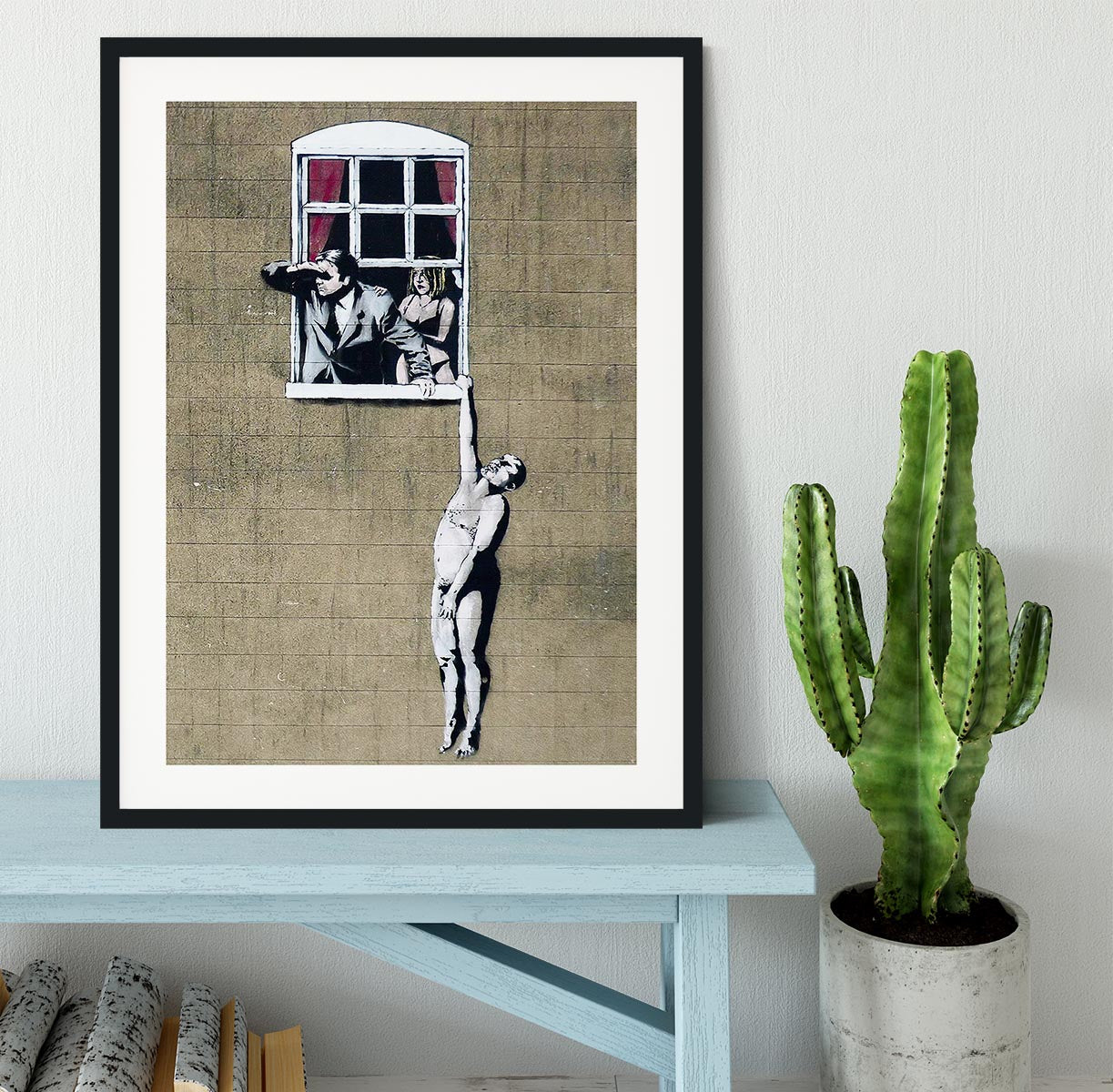 Banksy Window Lovers Framed Print - Canvas Art Rocks - 1