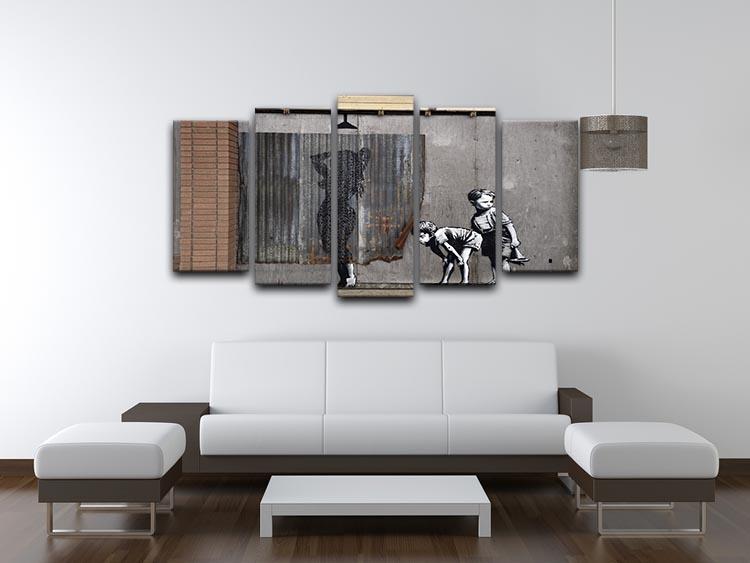 Banksy Woman In Shower 5 Split Panel Canvas - Canvas Art Rocks - 3