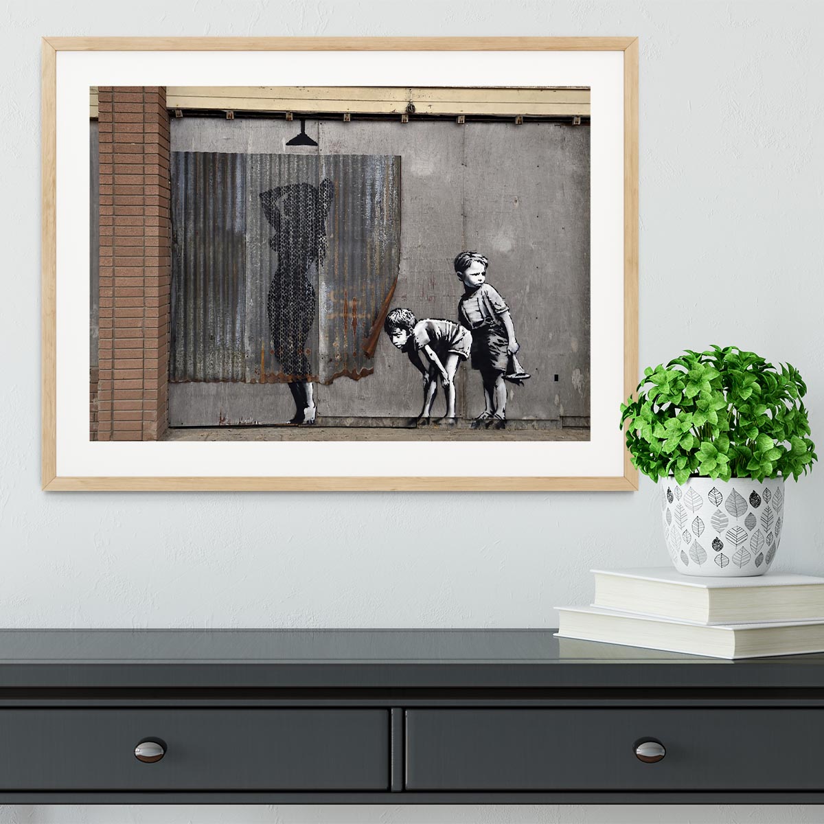 Banksy Woman In Shower Framed Print - Canvas Art Rocks - 3