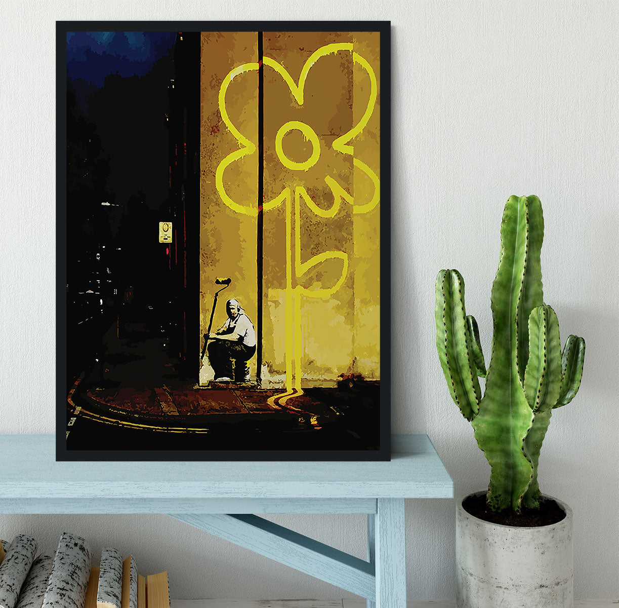 Banksy Yellow Lines Framed Print - Canvas Art Rocks - 2