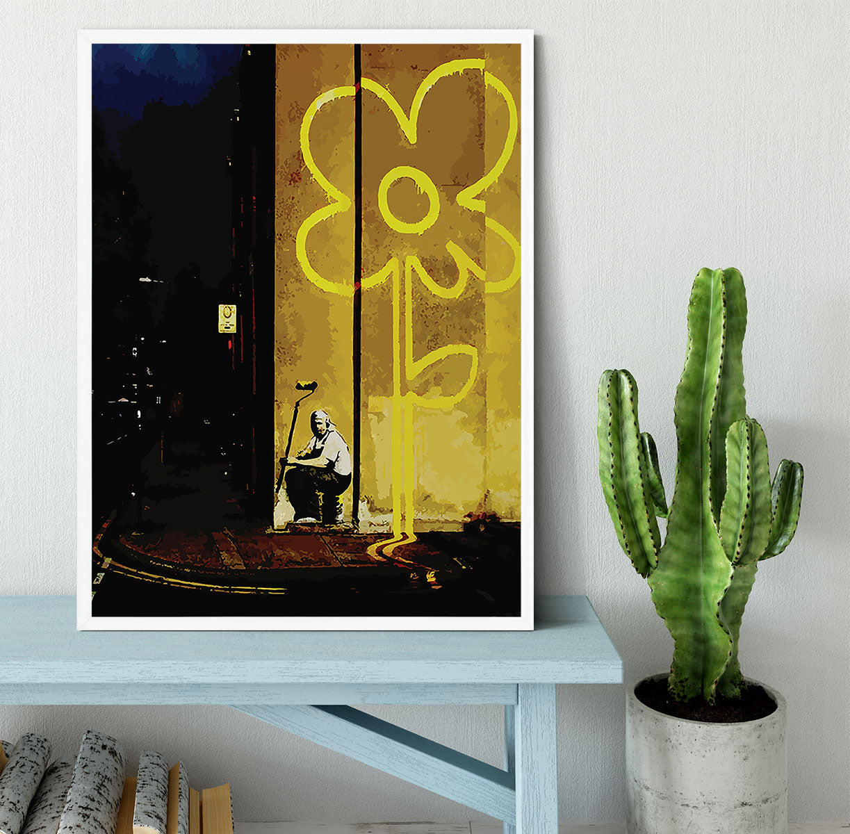 Banksy Yellow Lines Framed Print - Canvas Art Rocks -6