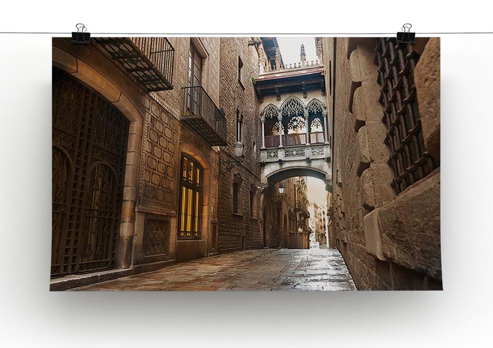 Barcelona Gothic quarter Carrer del Bisbe Canvas Print or Poster - Canvas Art Rocks - 2