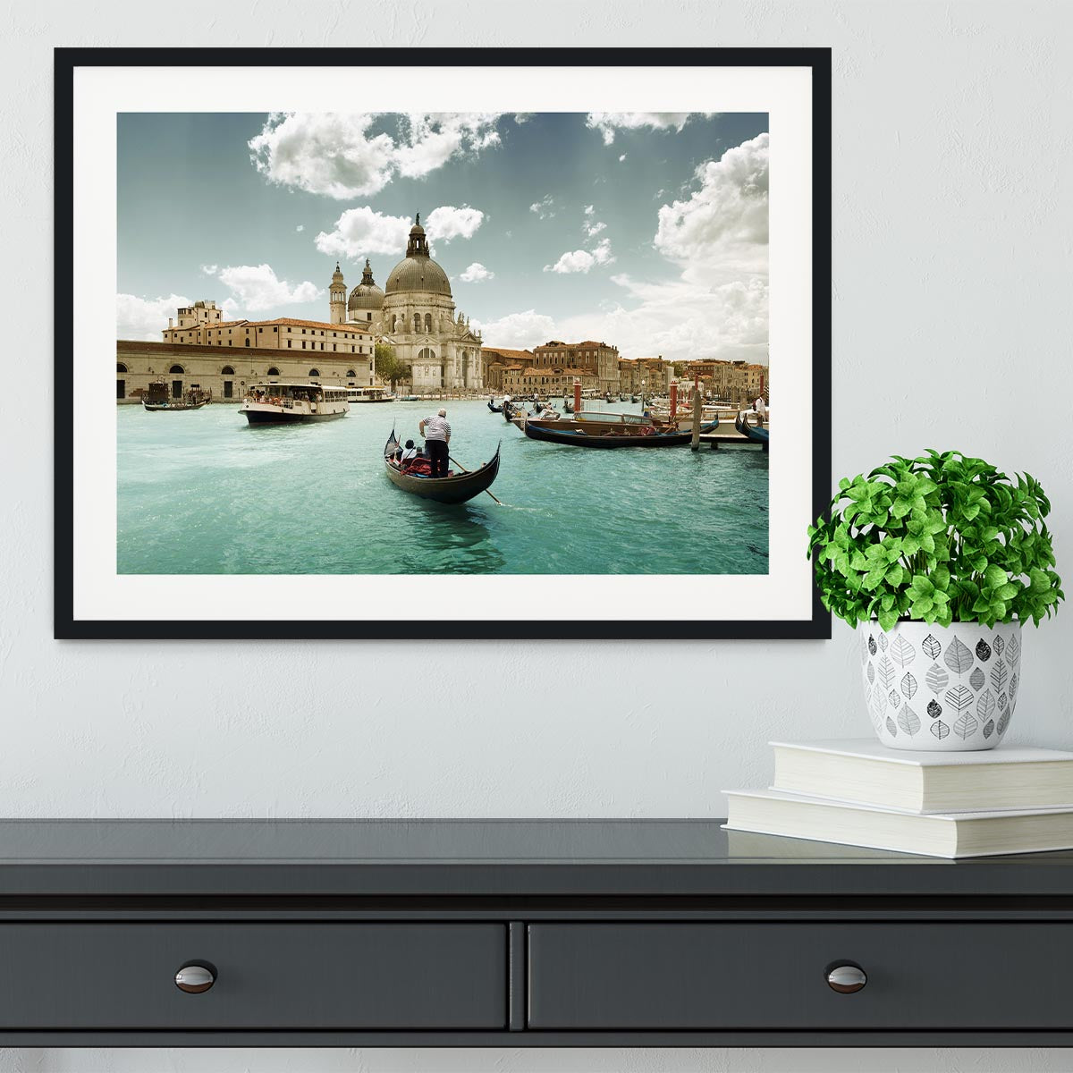 Basilica Santa Maria della Salute sunny day Framed Print - Canvas Art Rocks - 1