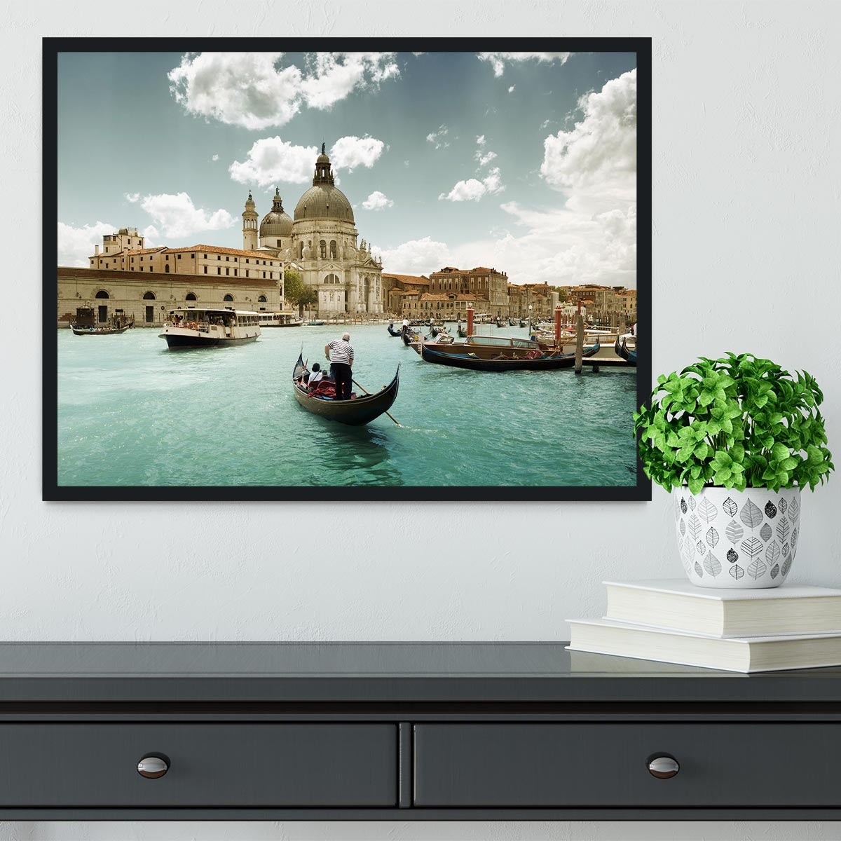 Basilica Santa Maria della Salute sunny day Framed Print - Canvas Art Rocks - 2