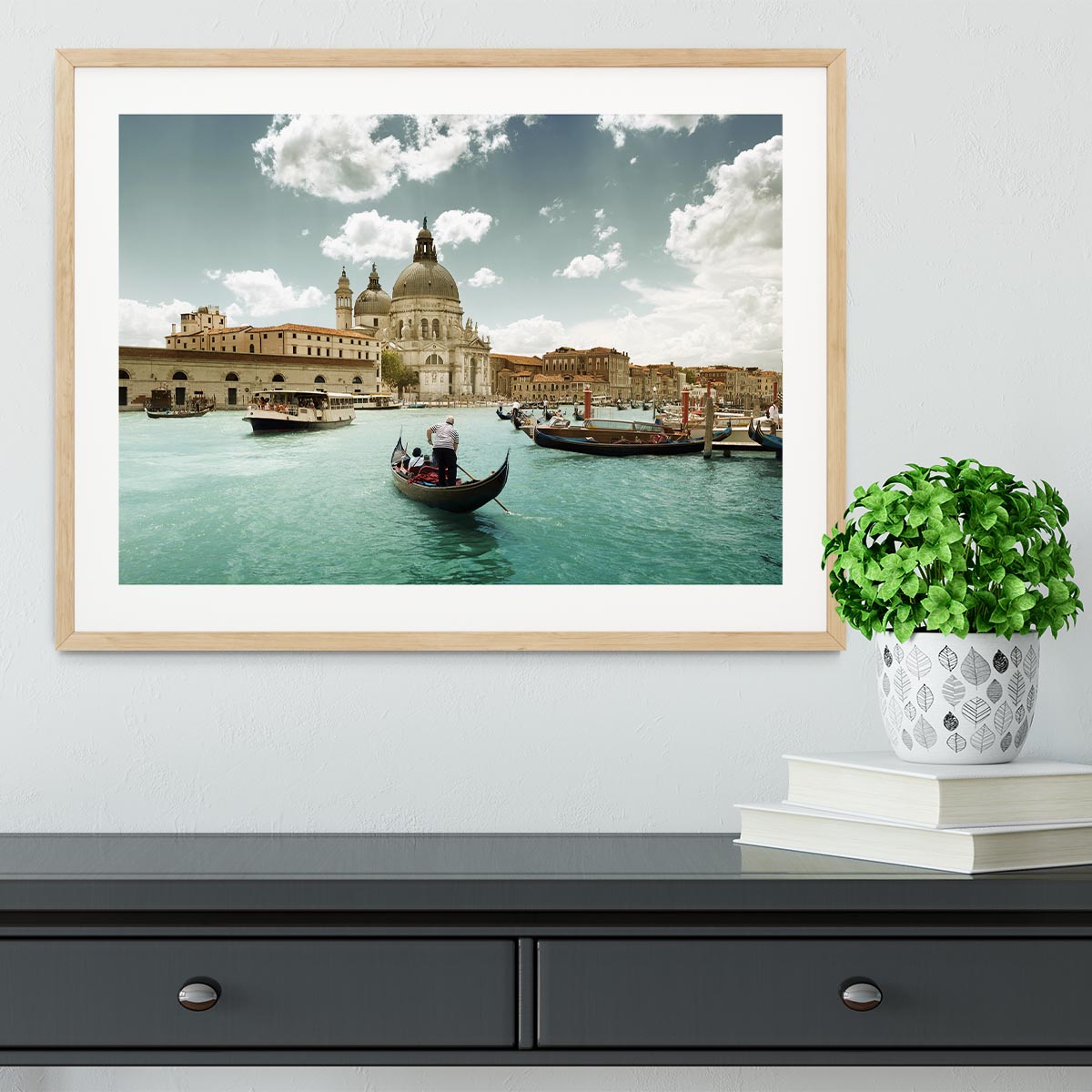 Basilica Santa Maria della Salute sunny day Framed Print - Canvas Art Rocks - 3