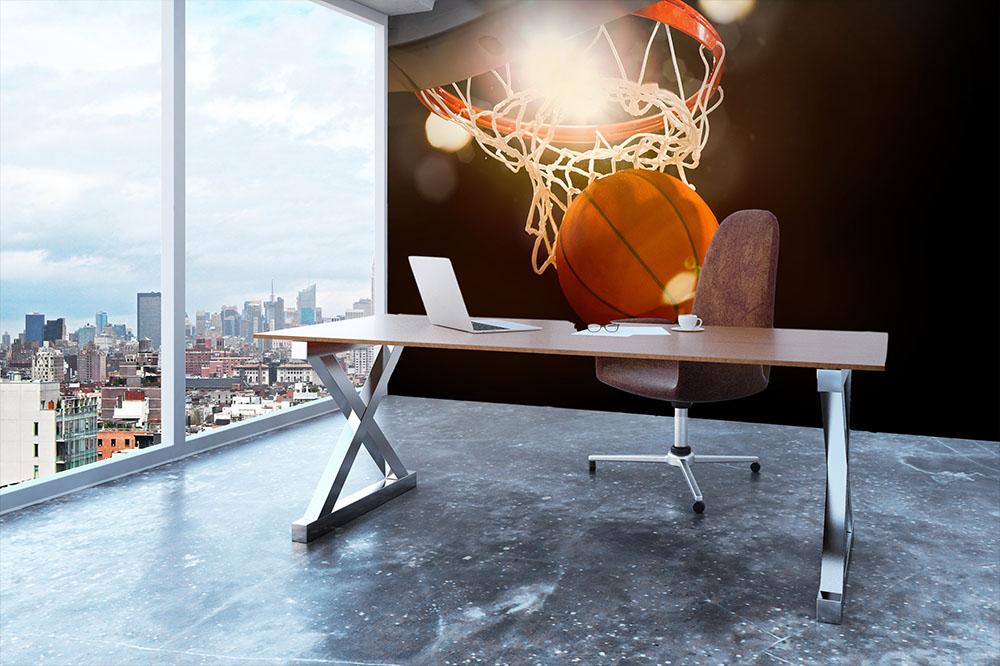 Basketball going through hoop Wall Mural Wallpaper - Canvas Art Rocks - 3