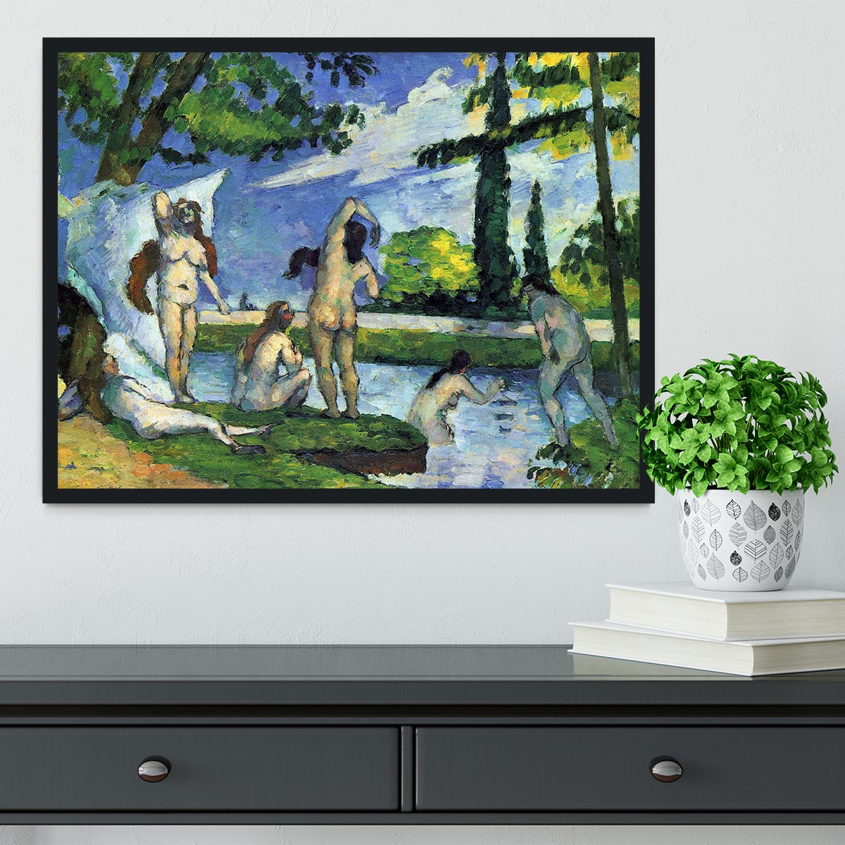 Bathers 4 by Cezanne Framed Print - Canvas Art Rocks - 2