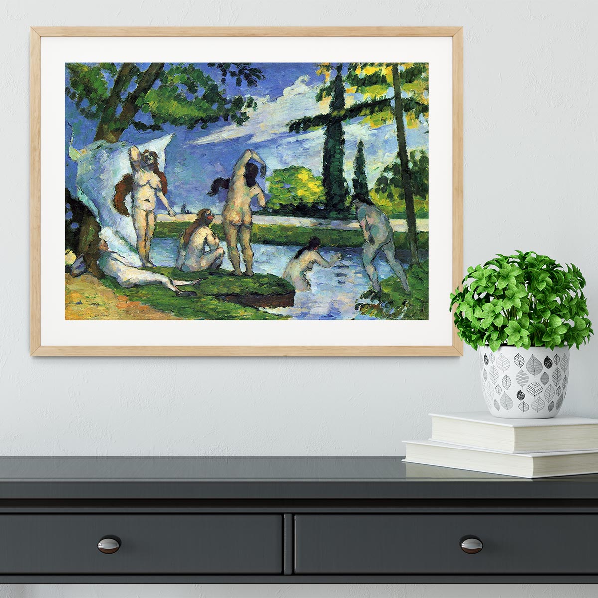 Bathers 4 by Cezanne Framed Print - Canvas Art Rocks - 3