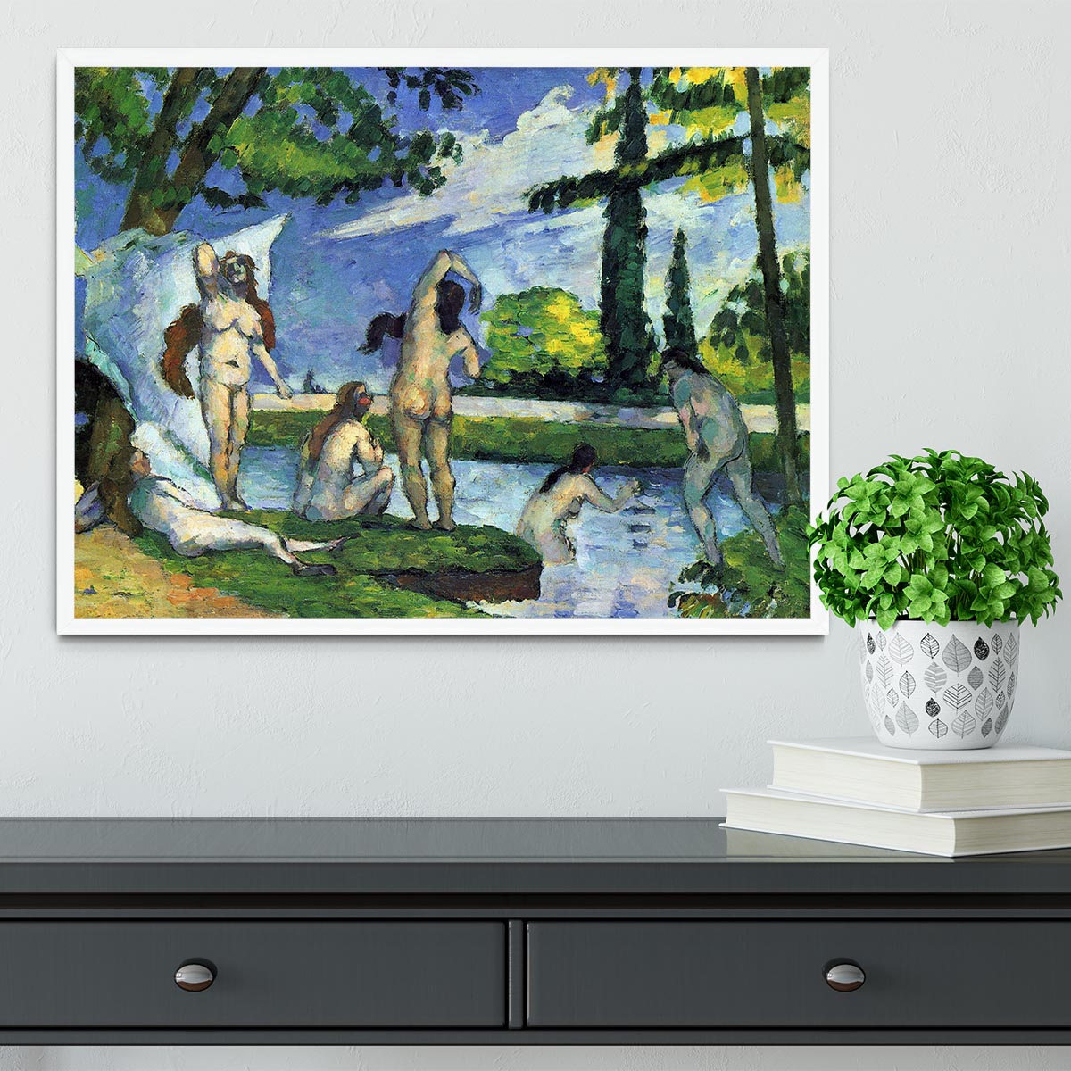 Bathers 4 by Cezanne Framed Print - Canvas Art Rocks -6