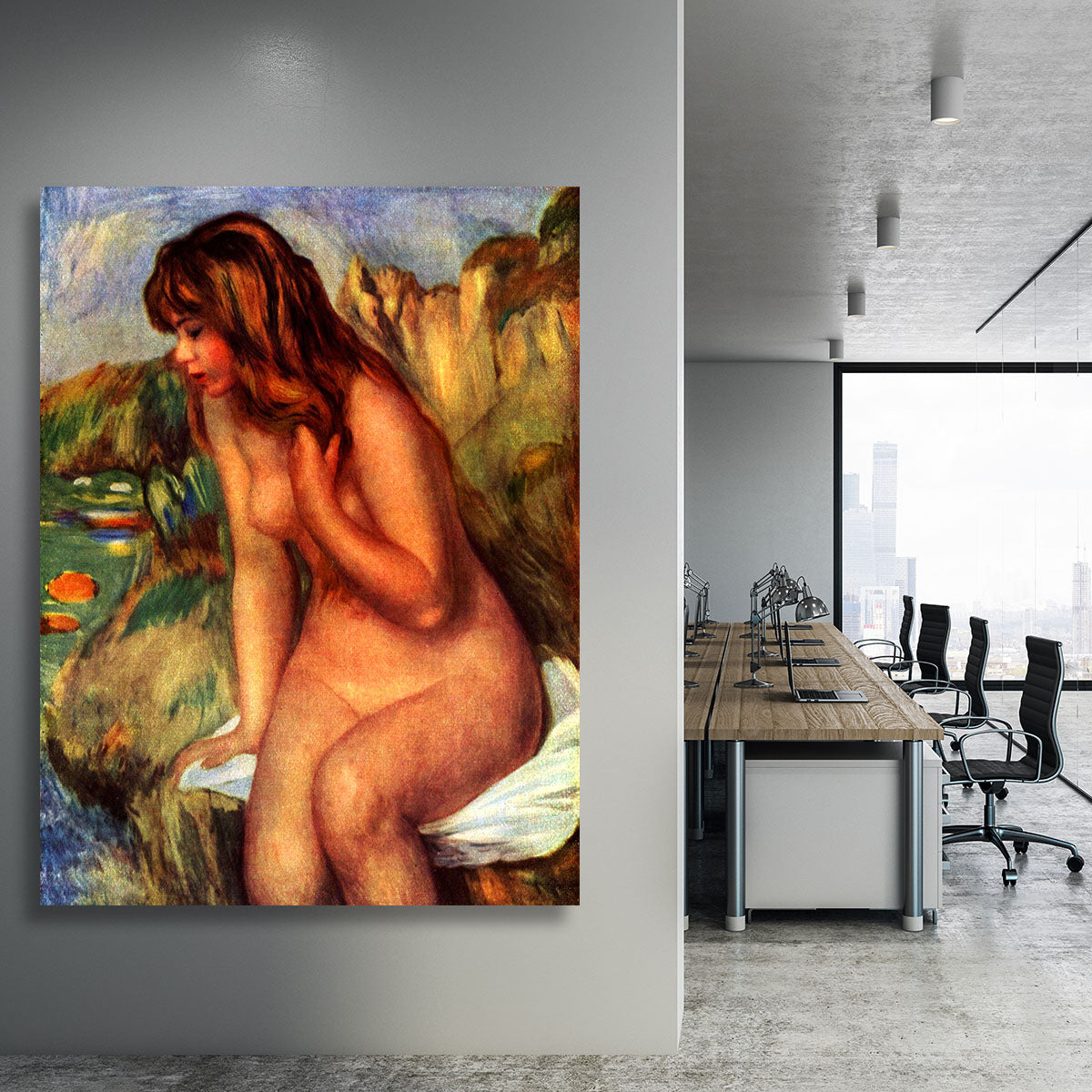 Bathing sitting on a rock by Renoir Canvas Print or Poster - Canvas Art Rocks - 3