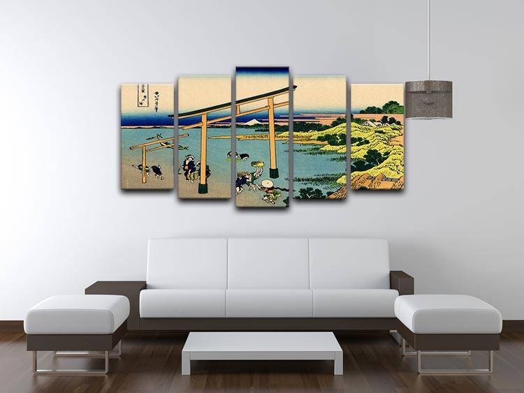 Bay of Noboto by Hokusai 5 Split Panel Canvas - Canvas Art Rocks - 3
