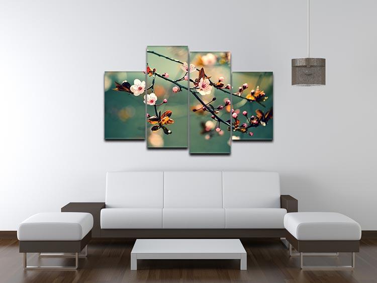 Beautiful flowering Japanese cherry 4 Split Panel Canvas - Canvas Art Rocks - 3