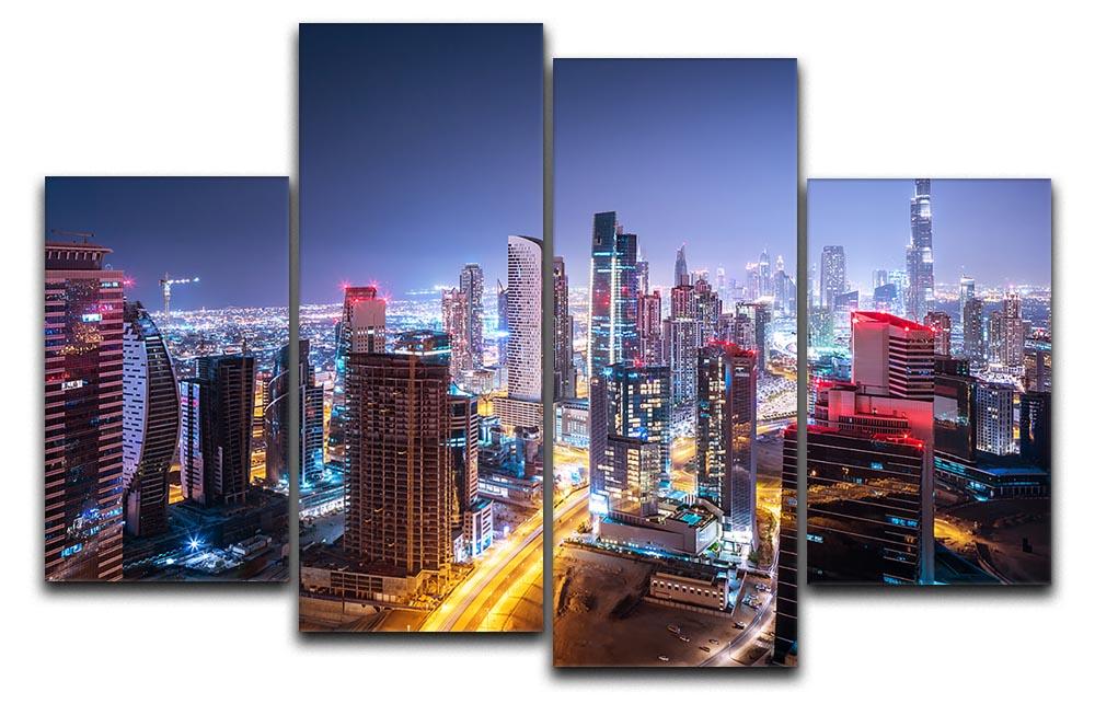 Beautiful night cityscape of Dubai 4 Split Panel Canvas - Canvas Art Rocks - 1
