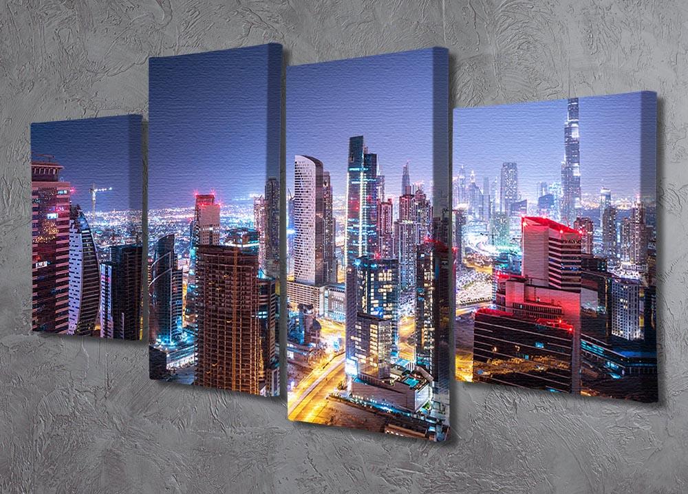 Beautiful night cityscape of Dubai 4 Split Panel Canvas - Canvas Art Rocks - 2