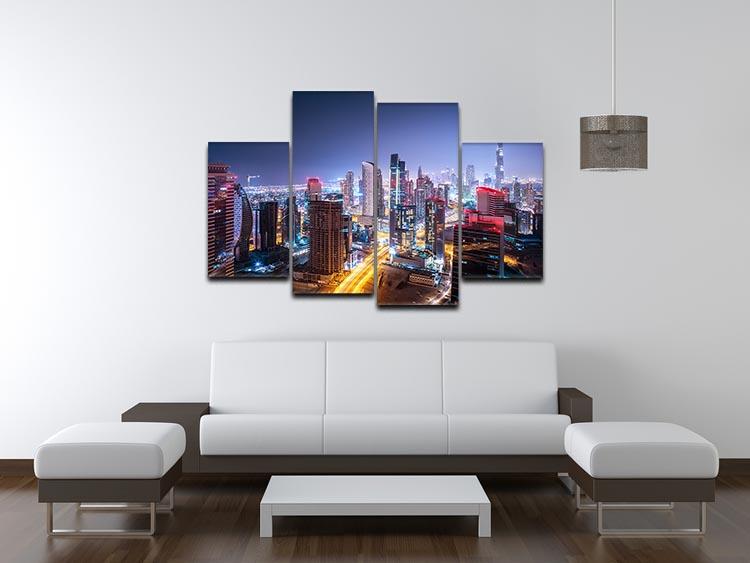 Beautiful night cityscape of Dubai 4 Split Panel Canvas - Canvas Art Rocks - 3