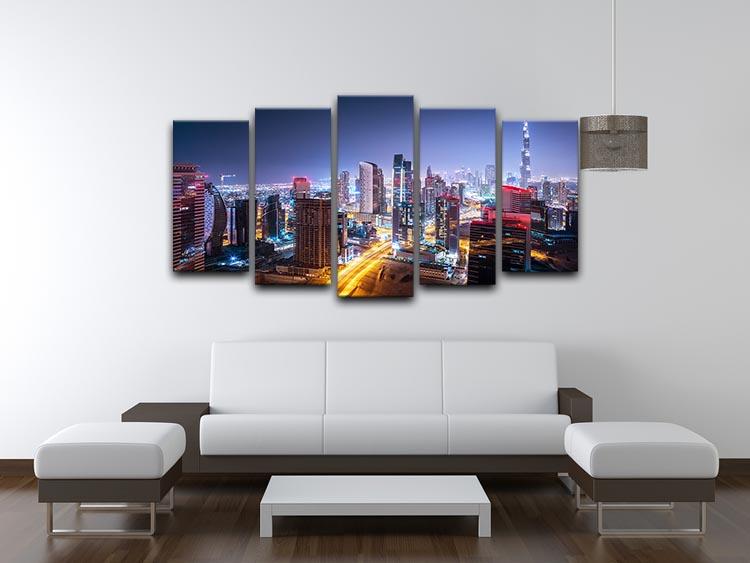 Beautiful night cityscape of Dubai 5 Split Panel Canvas - Canvas Art Rocks - 3