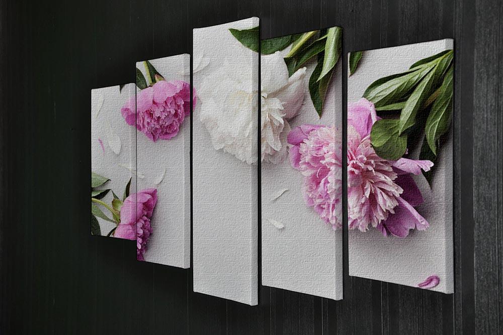 Beautiful pink and white peony flowers 5 Split Panel Canvas - Canvas Art Rocks - 2