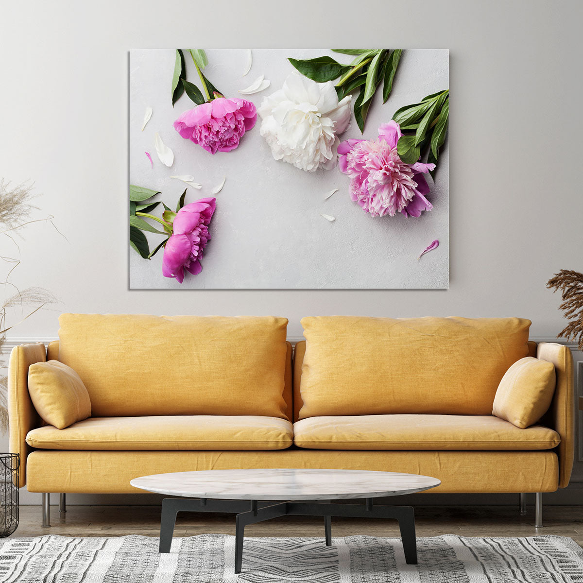 Beautiful pink and white peony flowers Canvas Print or Poster - Canvas Art Rocks - 4