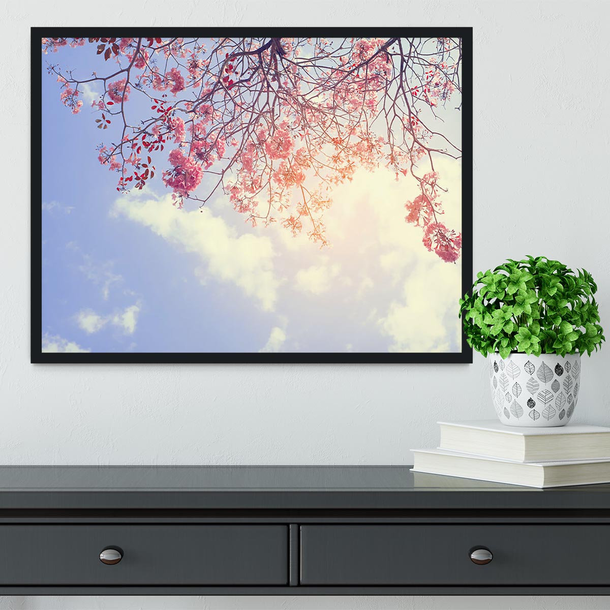 Beautiful tree pink flower in spring Framed Print - Canvas Art Rocks - 2