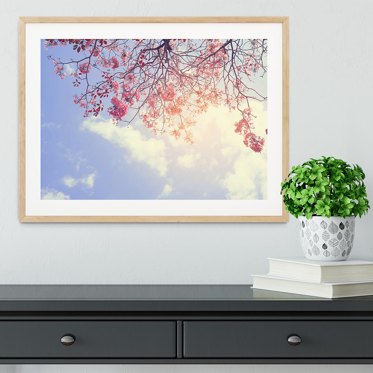 Beautiful tree pink flower in spring Framed Print - Canvas Art Rocks - 3