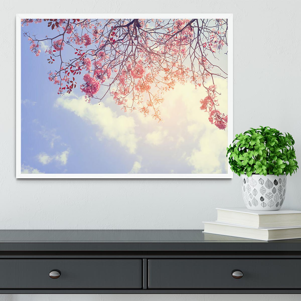 Beautiful tree pink flower in spring Framed Print - Canvas Art Rocks -6