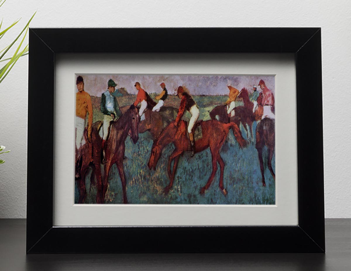 Before the start Jockeis during training by Degas Framed Print - Canvas Art Rocks - 1