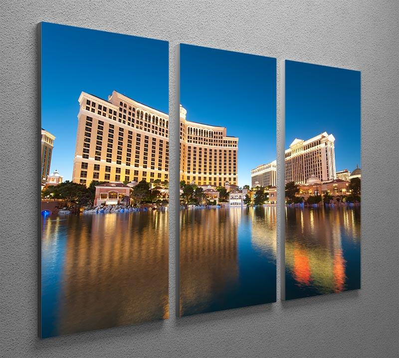 Bellagio Hotel Casino during sunset 3 Split Panel Canvas Print - Canvas Art Rocks - 2