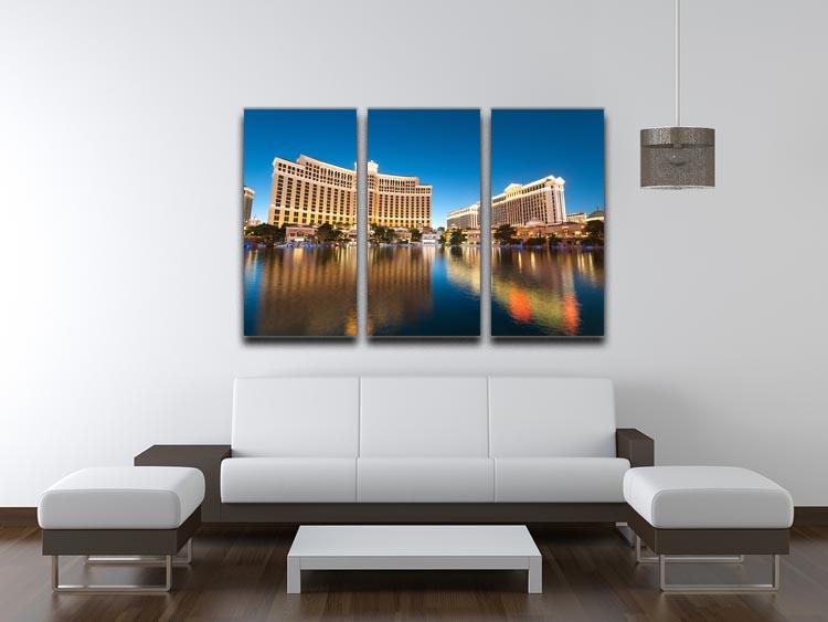 Bellagio Hotel Casino during sunset 3 Split Panel Canvas Print - Canvas Art Rocks - 3