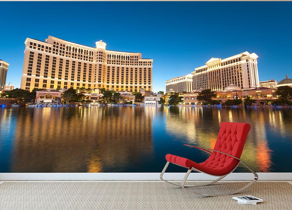Bellagio Hotel Casino during sunset Wall Mural Wallpaper - Canvas Art Rocks - 2