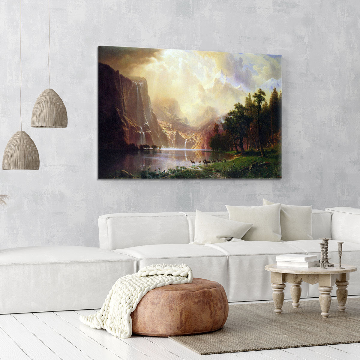 Between the Sierra Nevada Mountains by Bierstadt Canvas Print or Poster - Canvas Art Rocks - 6