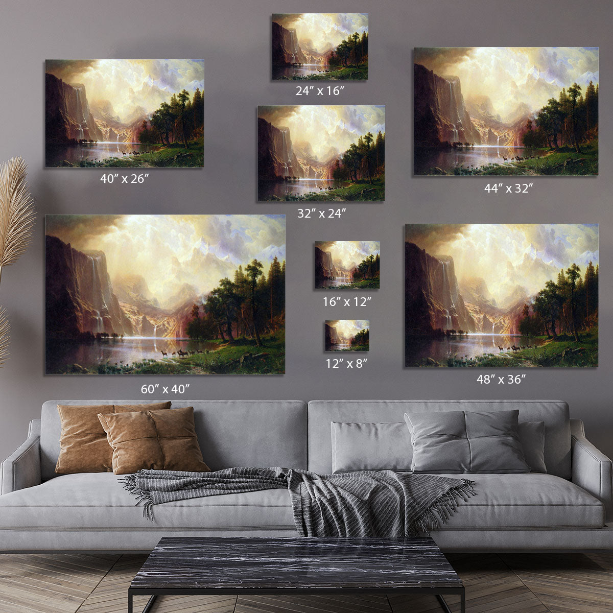 Between the Sierra Nevada Mountains by Bierstadt Canvas Print or Poster - Canvas Art Rocks - 7