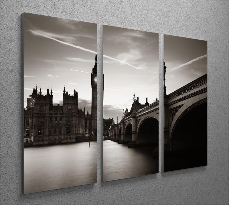 Big Ben and House of Parliament dusk panorama 3 Split Panel Canvas Print - Canvas Art Rocks - 2