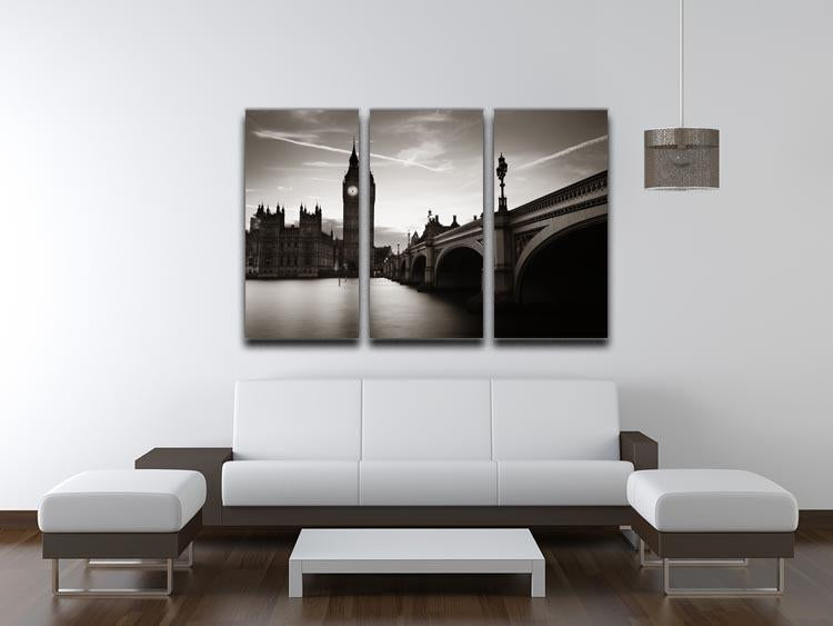Big Ben and House of Parliament dusk panorama 3 Split Panel Canvas Print - Canvas Art Rocks - 3