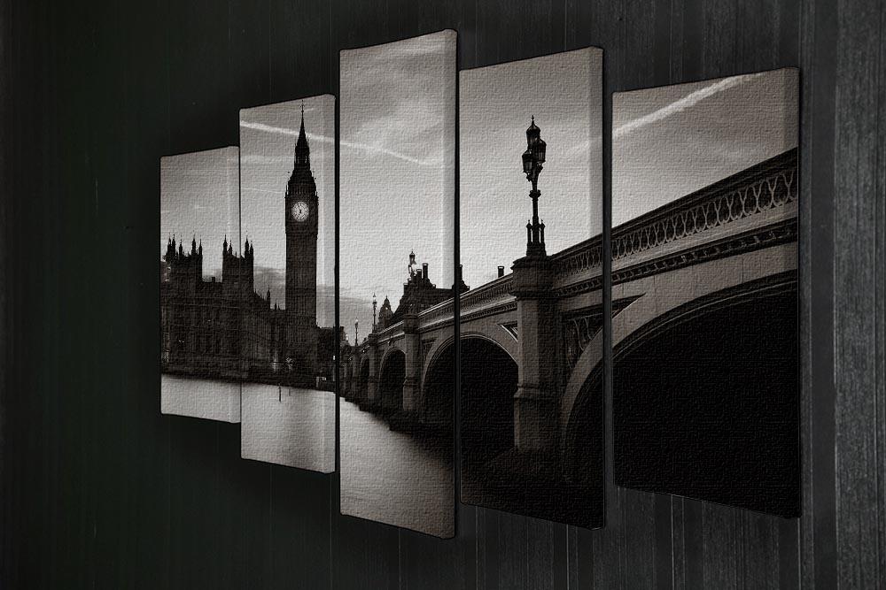 Big Ben and House of Parliament dusk panorama 5 Split Panel Canvas - Canvas Art Rocks - 2