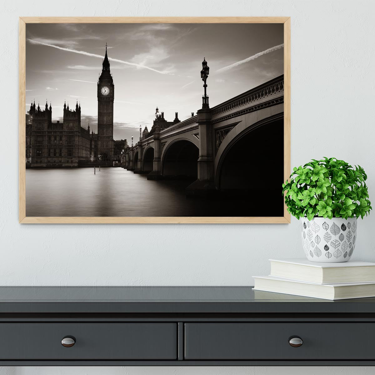Big Ben and House of Parliament dusk panorama Framed Print - Canvas Art Rocks - 4