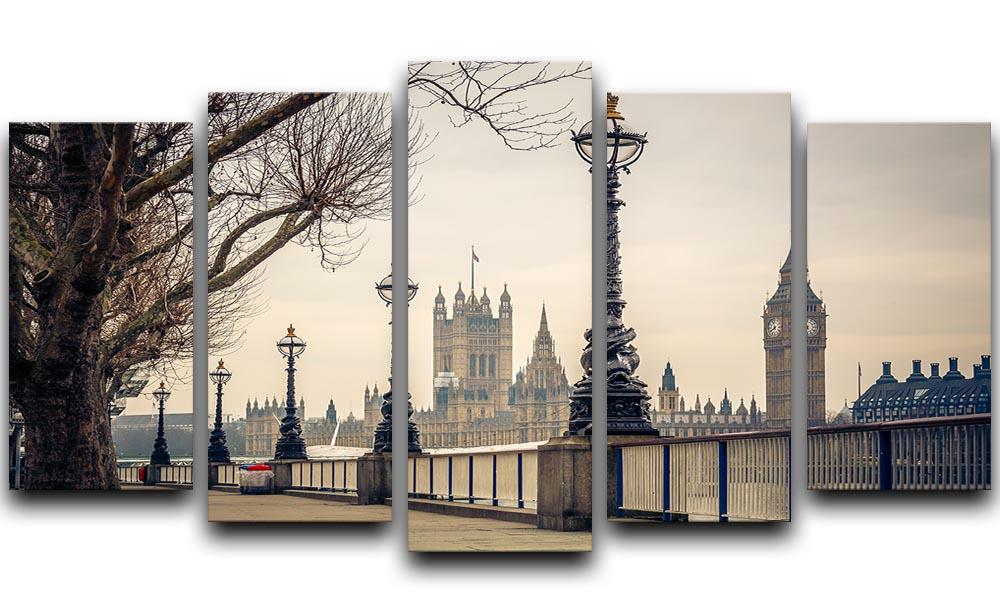 Big Ben and Houses of parliament 5 Split Panel Canvas  - Canvas Art Rocks - 1