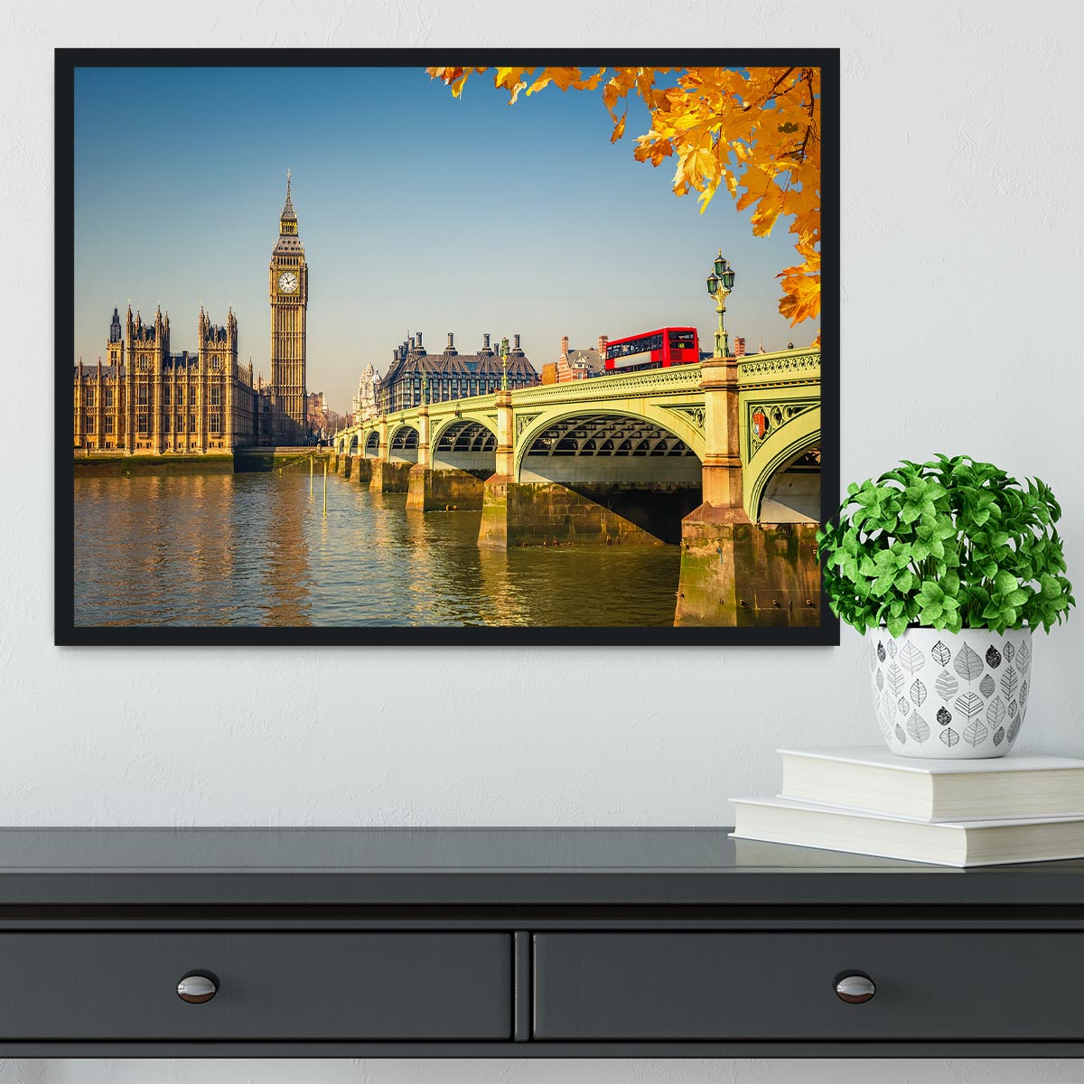 Big Ben and westminster bridge in London Framed Print - Canvas Art Rocks - 2
