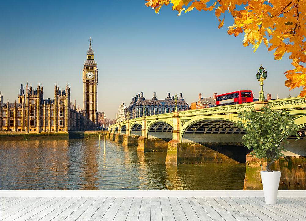 Big Ben and westminster bridge in London Wall Mural Wallpaper - Canvas Art Rocks - 4