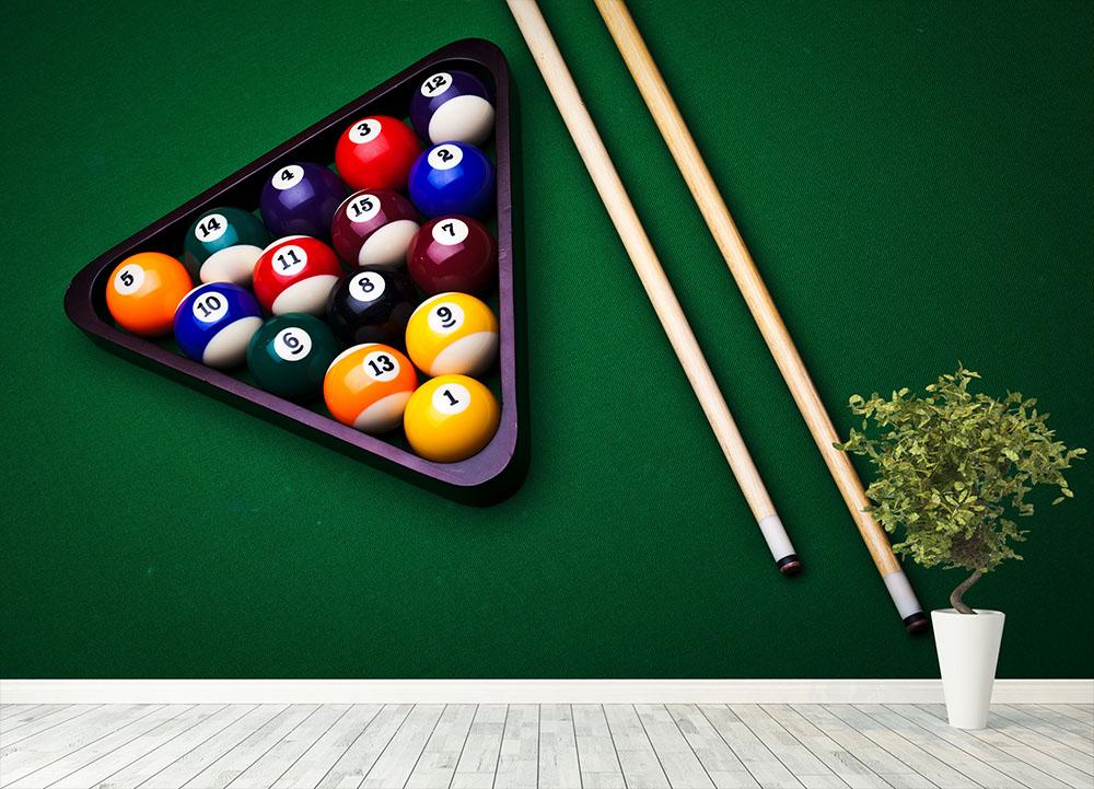 Billiard balls on green Wall Mural Wallpaper - Canvas Art Rocks - 4