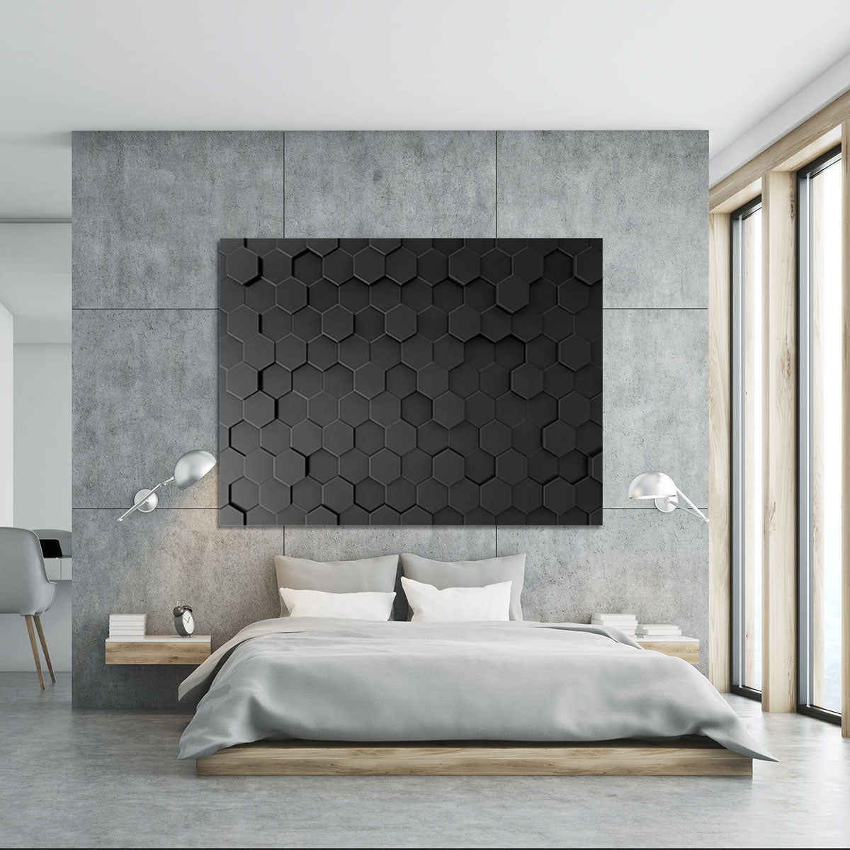 Black Hexagon Pattern Canvas Print or Poster - Canvas Art Rocks - 5