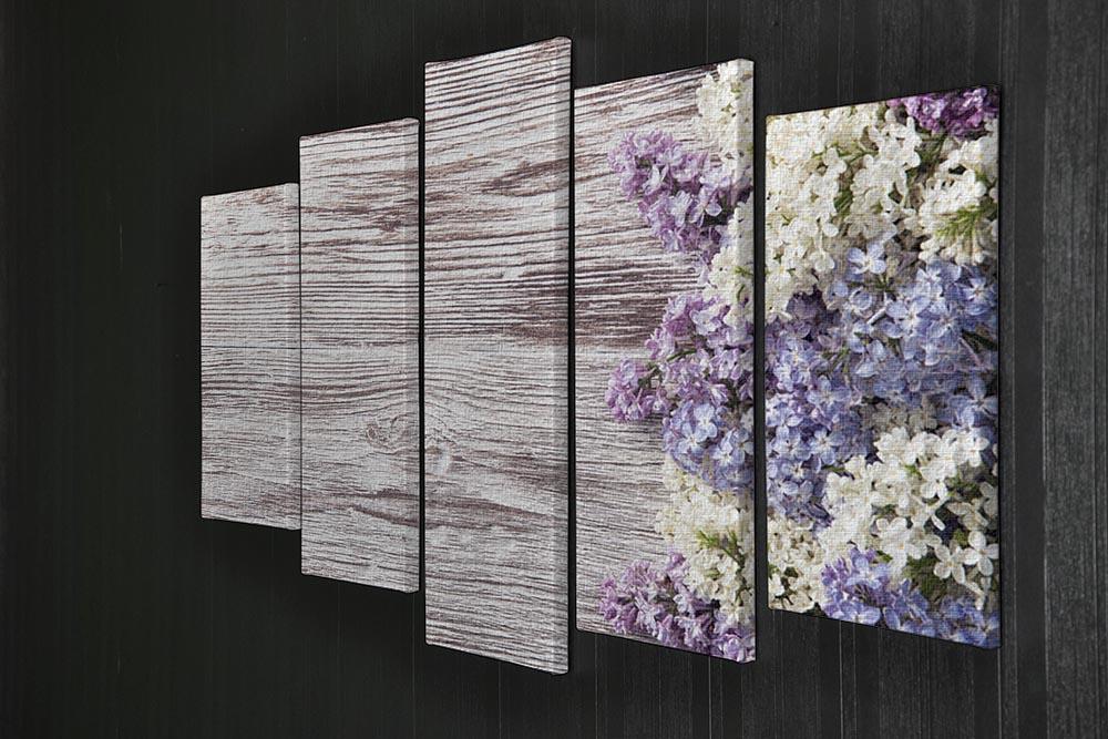 Blossom branch on wooden 5 Split Panel Canvas - Canvas Art Rocks - 2