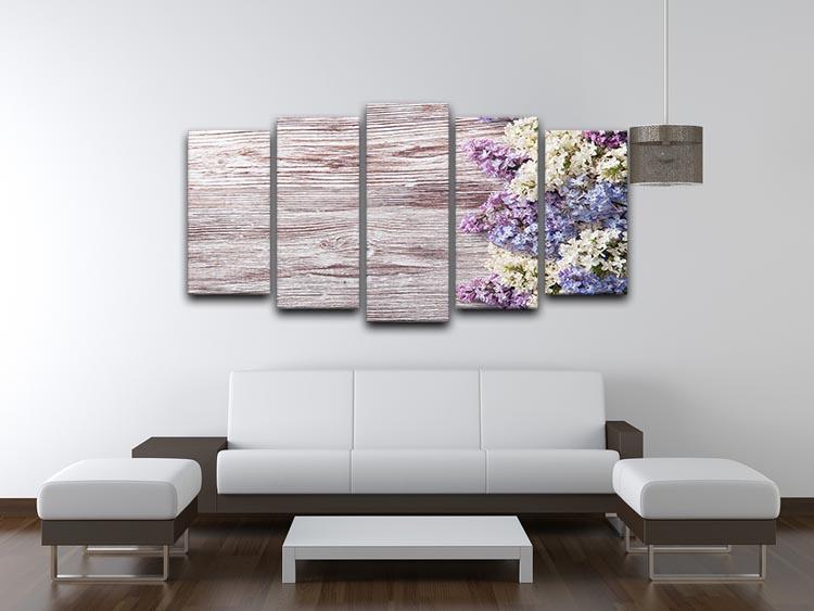 Blossom branch on wooden 5 Split Panel Canvas - Canvas Art Rocks - 3