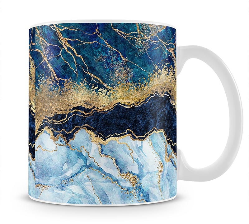 Blue and Gold Layered Marble Mug - Canvas Art Rocks - 1