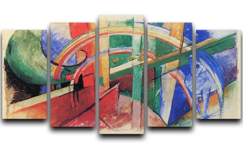 Blue horse with rainbow by Franz Marc 5 Split Panel Canvas  - Canvas Art Rocks - 1